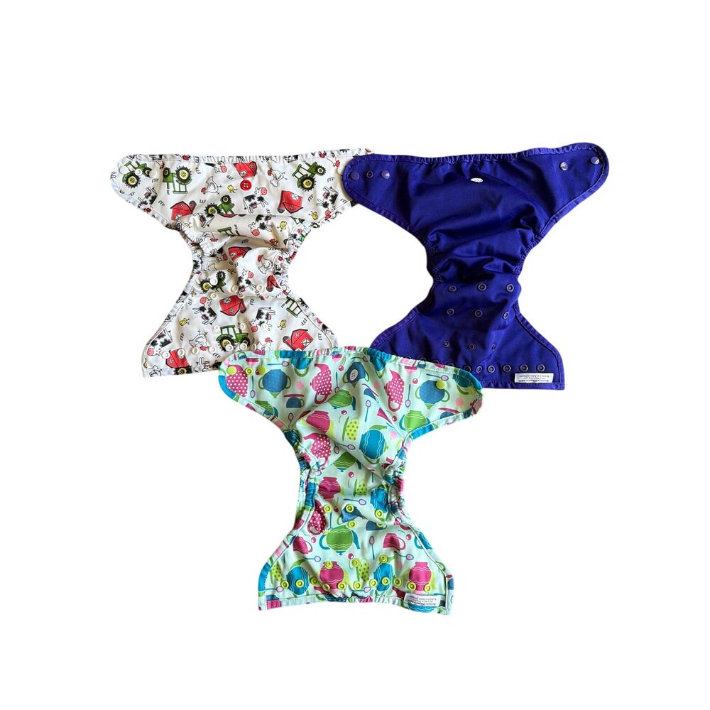 Lot of 3 Buttons OS Cloth Diaper Covers -PLEASE READ